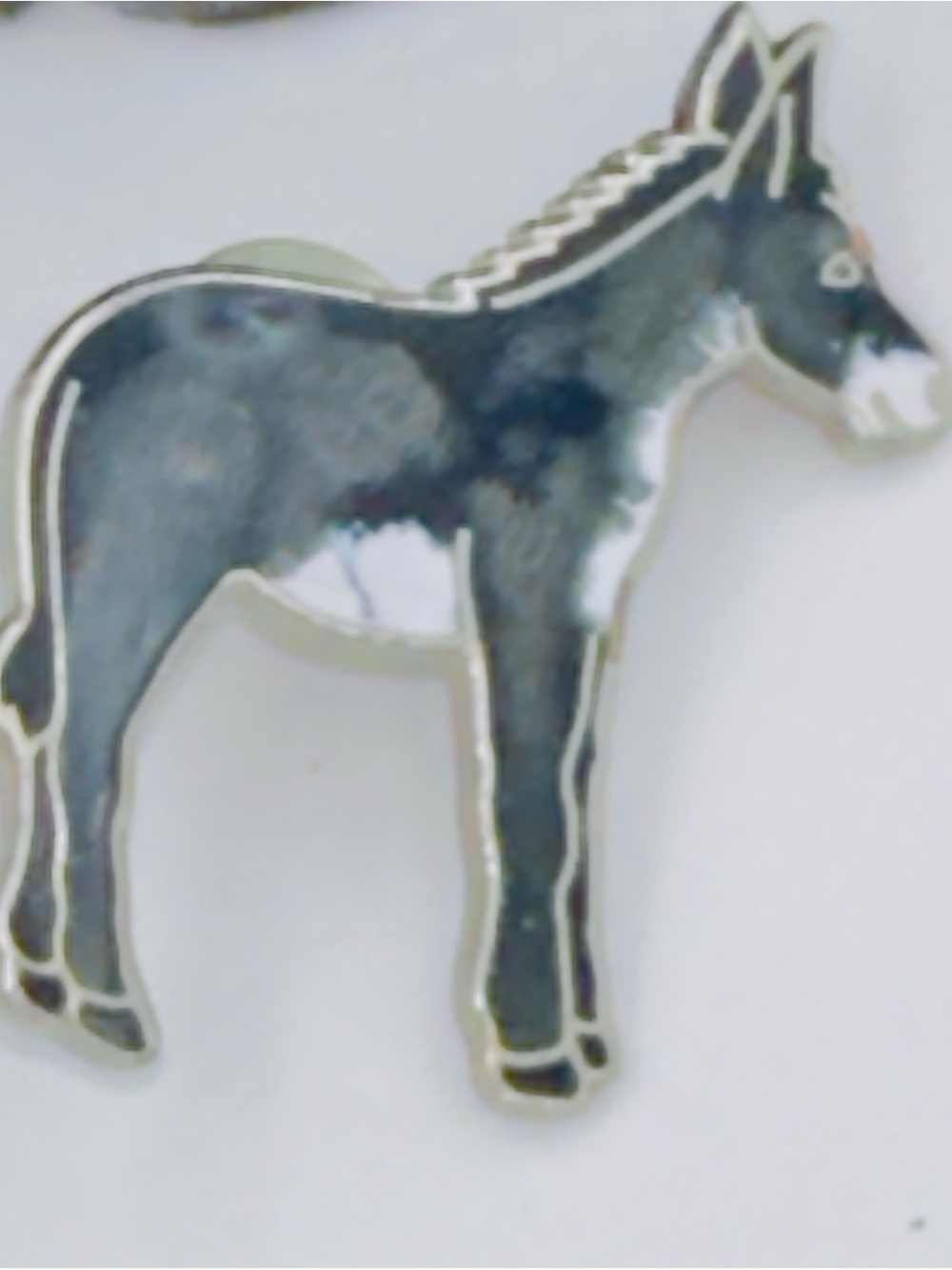 Vintage gray/Blue Mule, Donkey Enamel Pin - Decorative Home Art Accent
